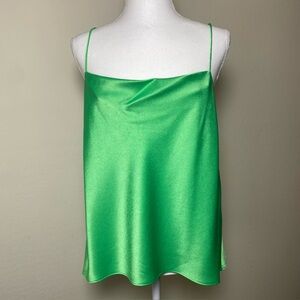Alice + Olivia Vibrant Green Satin Camisole Sz XL. NWT